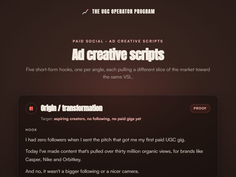 Ad creative scripts preview